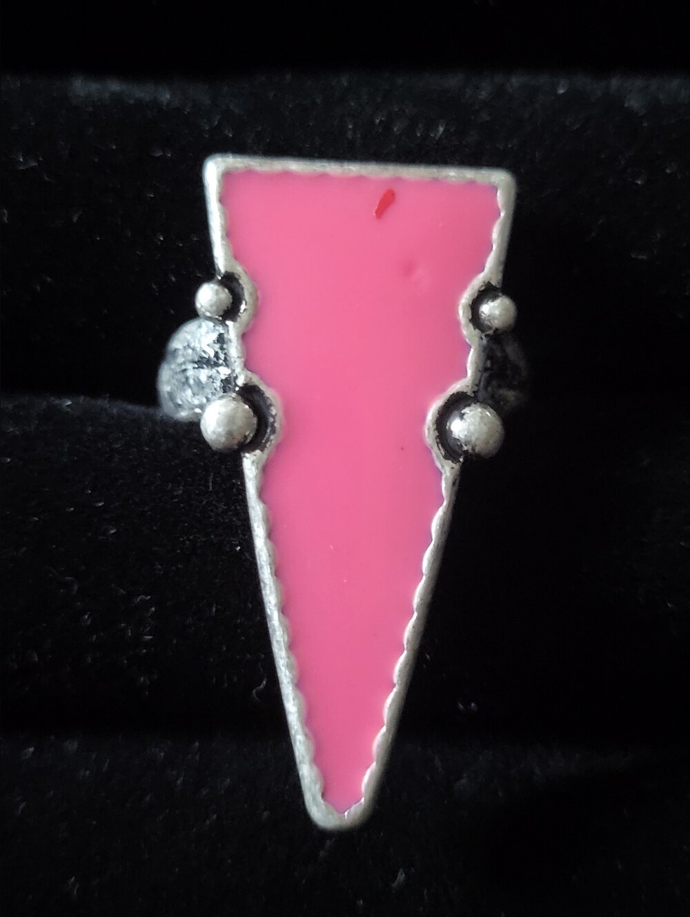 Vintage Southwestern Pink Arrowhead Statement Ring Chunky